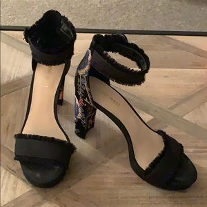 Nine West DARANITA black satin paisley sandal